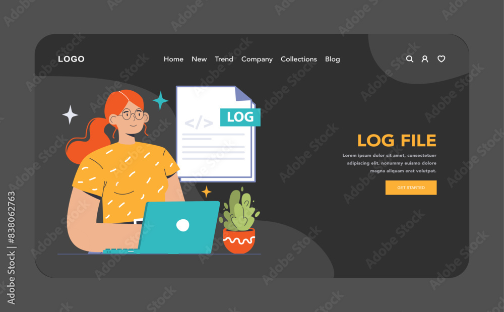 Sticker software testing web banner or landing page dark or night mode.