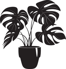 Modern Leaf Emblem Iconic Graphic Elegant Plant Pot Design Minimal Icon