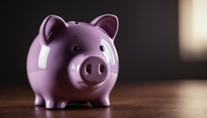 Fototapeta premium purple piggy bank, minimalist, savings, financial planning and money management concept