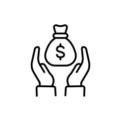 Passive income outline icons, minimalist vector illustration ,simple transparent graphic element .Isolated on white background