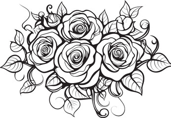 Minimalist Flower Icon Sleek Emblem Stylish Rose Bouquet Sketch Iconic Symbol