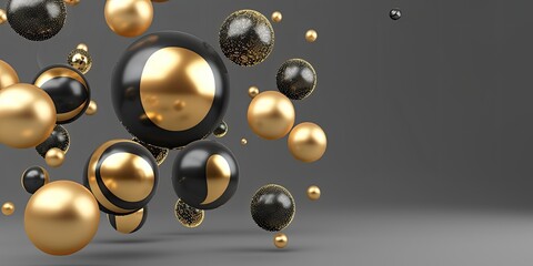 Abstract Spheres with Gold Polka Dots