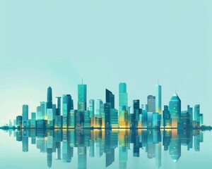 Minimalist Vector Illustration of a Smart City Skyline, Urban Landscape on a Light Background, Ideal for Corporate and Business graphic, banner design, brochure, pattern design, web, background templa