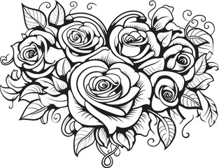Abstract Rose Bouquet Graphic Floral Design Elegant Design of Roses Iconic Symbol