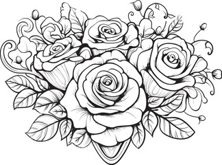 Fototapeta premium Minimalistic Rose Sketch Iconic Floral Logo Linear Floral Symbol Stylish Rose Outline
