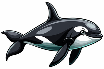 Obraz premium Killer whale isolated on a white background. Concept of ocean creature illustration, minimalist style, marine life, orca whale. Print, icon, digital art