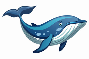 Obraz premium Blue whale isolated on white background. Concept of ocean animal illustration, marine life, underwater, kids art. Print, icon, logo, digital art, element for design.