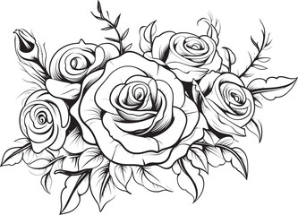 Geometric Rose Bouquet Minimalistic Icon Sleek Floral Representation Iconic Rose Emblem