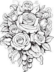 Modern Rose Symbol Stylish Rose Bouquet Icon Abstract Floral Outline Elegant Emblem