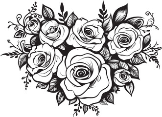 Geometric Rose Sketch Elegant Floral Emblem Artistic Outline of Roses Minimalistic Emblem