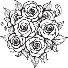 Minimal Design of Roses Contemporary Emblem Geometric Floral Icon Iconic Rose Bouquet