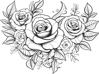 Minimalist Bouquet Sketch Elegant Symbol Sleek Rose Emblem Modern Floral Design