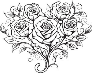 Abstract Floral Sketch Elegant Rose Bouquet Elegant Design of Roses Iconic Floral Logo