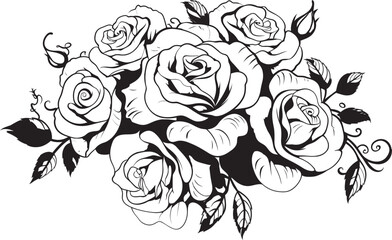 Minimalist Floral Icon Sleek Rose Bouquet Geometric Rose Bouquet Elegant Floral Emblem