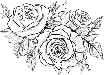 Geometric Rose Bouquet Elegant Floral Emblem Artistic Outline of Roses Stylish Floral Logo