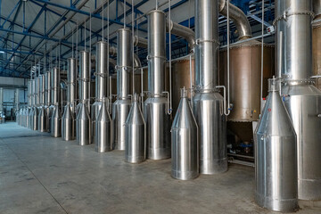 Distillation tanks in a rose processing factory in Turkey.