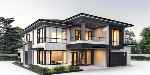 Fototapeta premium Stylish Modern House with Clean Lines