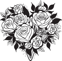 Simple Outline Art Graphic Floral Modern Rose Symbol Minimalistic Emblem