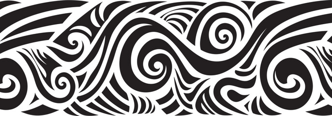 Tribal Pattern Logo Polynesian Tattoo Icon Polynesian Stripe Emblem Ethnic Tribal Logo