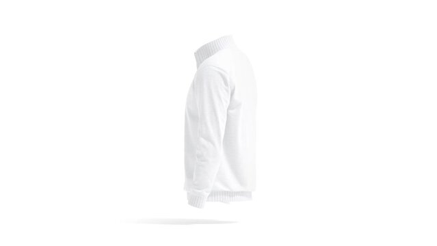 Blank white quarter zip sweater, looped rotation