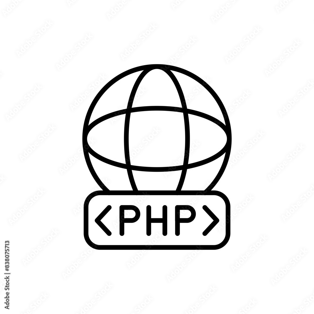 Poster php programing outline icons, minimalist vector illustration ,simple transparent graphic element .is