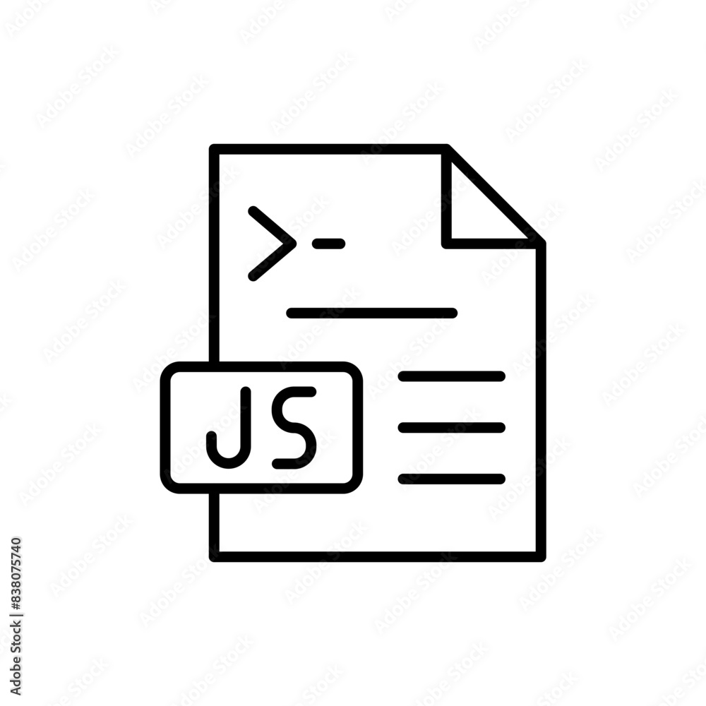Poster java script file outline icons, minimalist vector illustration ,simple transparent graphic element .