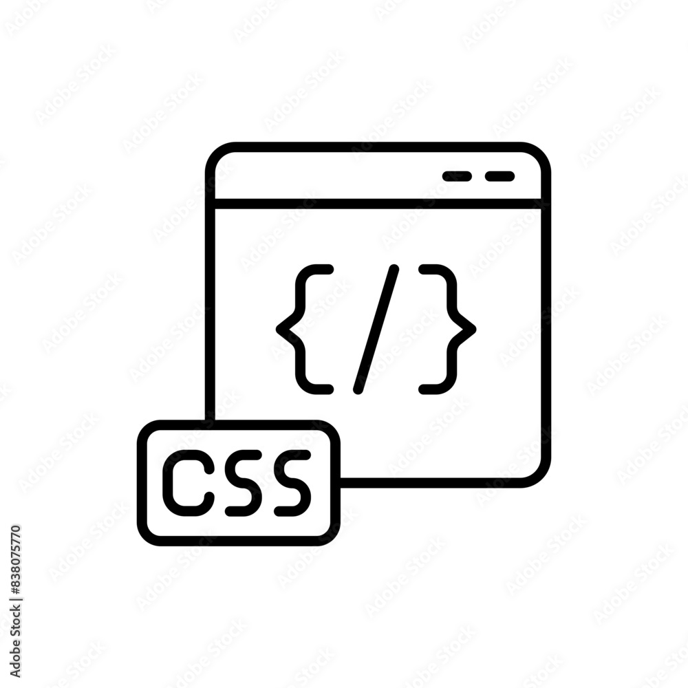 Poster css programing outline icons, minimalist vector illustration ,simple transparent graphic element .is