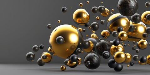 Abstract Spheres with Gold Polka Dots