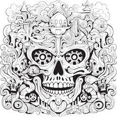 Echoes of Chaos Psychedelic Nightmare Graphic Art and Design Psychedelic Pandemonium Nightmare Coloring Book and Icon Design