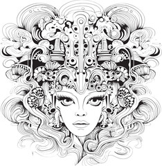 Psychedelic Mirage Nightmare Coloring Book and Icon Design Mystical Madness Psychedelic Nightmare Graphic Art and Design