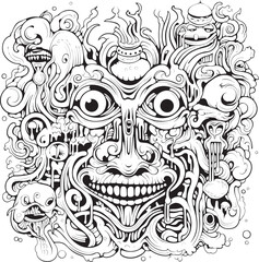 Enchanted Nightmares Psychedelic Coloring Book and Icon Design Lunar Lullabies Psychedelic Nightmare Graphic Art and Icon Design