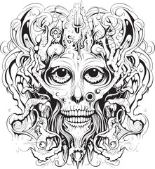 Psychedelic Enchantment Nightmare Coloring Book and Iconic Art Hallucinatory Whispers Psychedelic Nightmare Coloring and Iconic Design