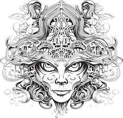 Phantom Frenzy Psychedelic Nightmare Coloring and Iconic Design Cosmic Catastrophe Psychedelic Nightmare Art and Iconic Designs