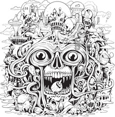 Cosmic Catastrophe Psychedelic Nightmare Art and Iconic Designs Surreal Dreamscape Psychedelic Coloring Book and Iconic Design