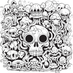 Midnight Reveries Coloring Book and Iconic Nightmare Designs Lunar Lunacy Psychedelic Art and Icon Design Collection