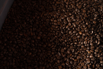 Top view and close up of coffee beans background