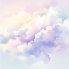 Fototapeta premium Watercolor Cloud Background in Soft and Light Colors - Template for Designs