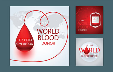 Set of Banners for World Organ donation day social media post. Human Internal Organs Flat colorful vector illustration