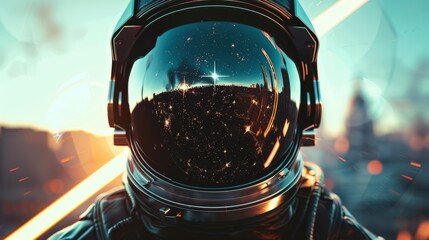 The astronaut's stellar helmet