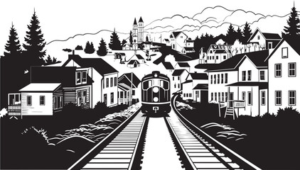 Naklejka premium Country Village Sketches Vector Art and Graphic Design Serenity in Small Towns Logo and Iconic Design