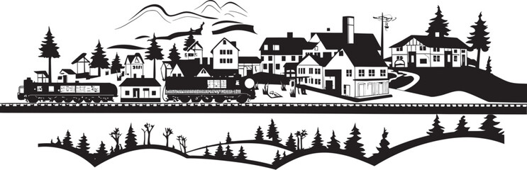 Serenity in Small Towns Iconic Logo and Graphic Design Rural Charm Vector Illustrations of Village Life