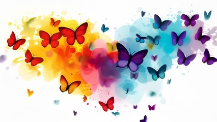 Butterflies on a multicolored heart-shaped background