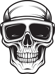 Skull in Digital Space Vector Illustration VR Tech Gothic Skull Icon Design