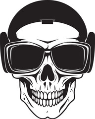 Skull in Virtual Space Vector Art Tech Noir Skull VR Glasses Logo Design