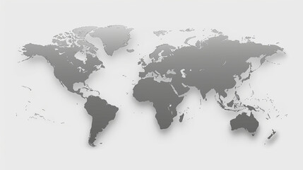 World map on a gray background, close-up