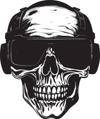 Skull in Digital Space Icon Design Tech Noir Skull VR Glasses Vector Art