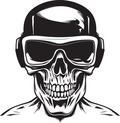 VR Tech Gothic Skull Glasses Vector Digital Skull Vision Cyberpunk Logo Design