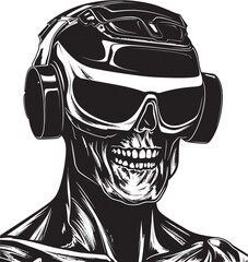 Gothic Futurism VR Glasses Skull Graphic Tech Infused Skull Digital Vector Art