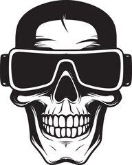 VR Tech Gothic Skull Icon Design Digital Skull Vision Logo and VR Glasses