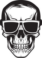 Gothic Cyber Skull Graphic and VR Glasses Skull in Digital Space Icon Design